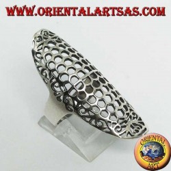 Elongated ellipse shaped silver ring