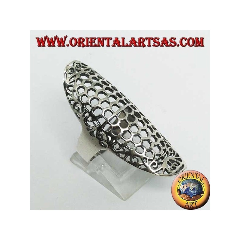 Anillo de plata alargado en forma de elipse