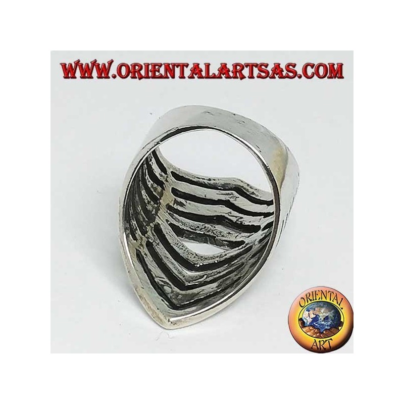 Bague en argent avec sculptures losanges progressives