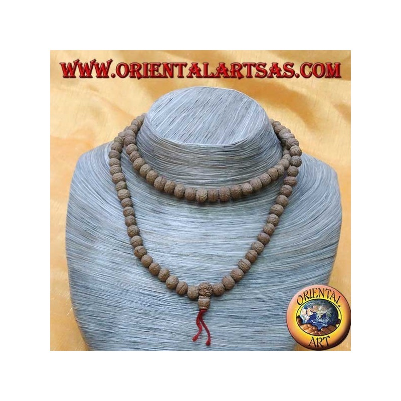 Mālā (Japamālā) Buddhist rosary with 108 Grains of 8 mm. in Ritu or Raktu seeds and red threads