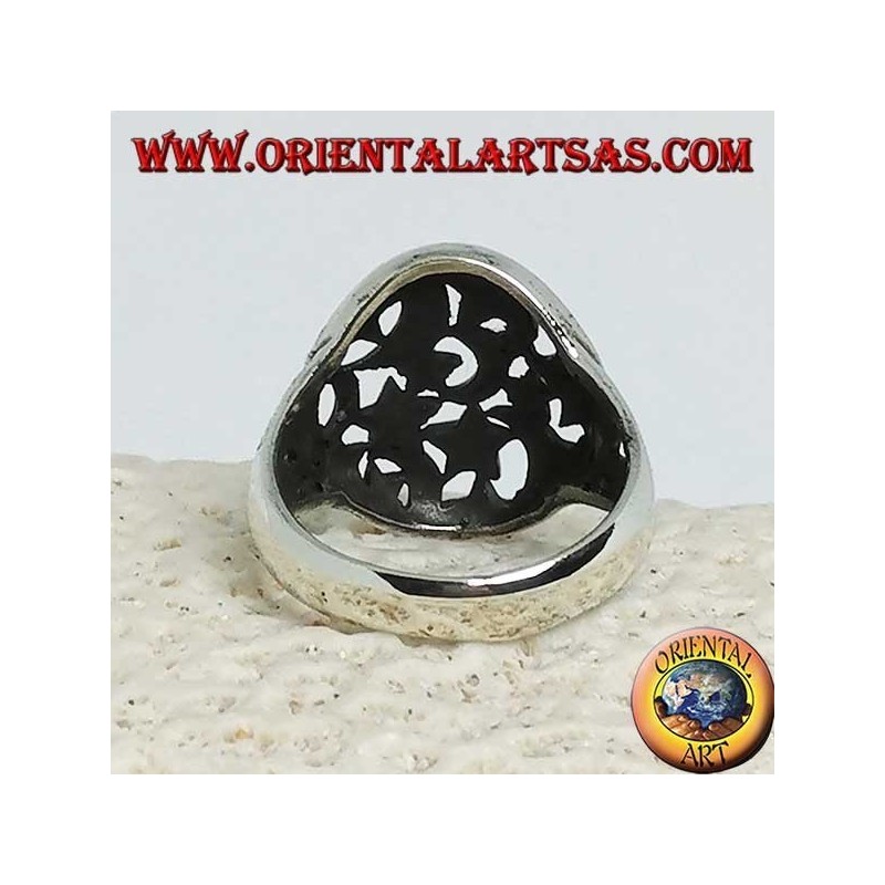 Runder durchbrochener Silberring mit Sternen und Monden