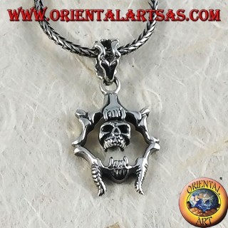 Colgante de plata del cráneo móvil