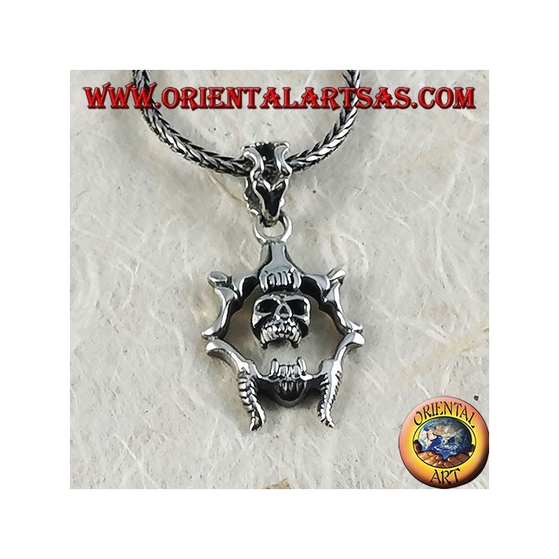 Silver pendant Mobile skull