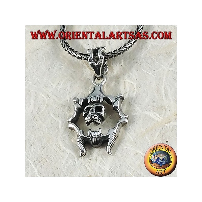Colgante de plata del cráneo móvil
