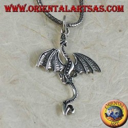 Silver pendant, large Celtic basilisk dragon