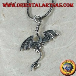 Silver pendant, large Celtic basilisk dragon