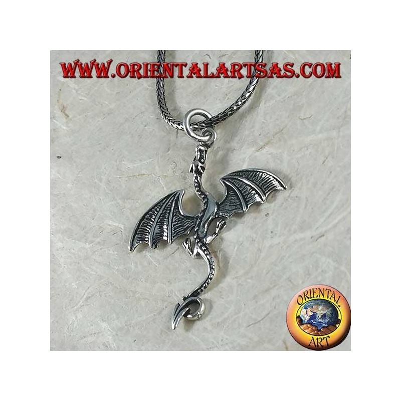 Silver pendant, large Celtic basilisk dragon