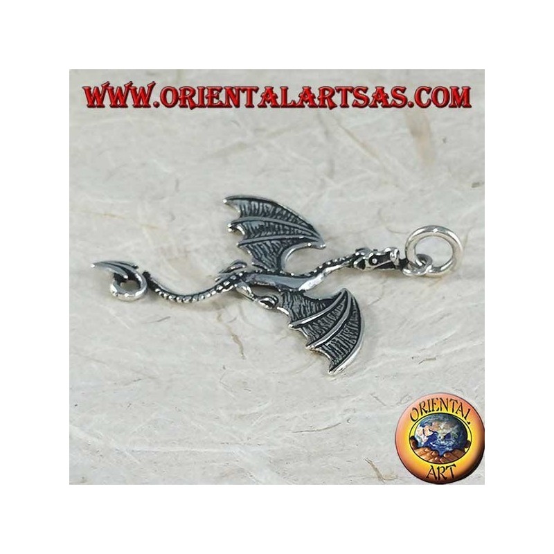 Pendentif en argent, grand dragon basilic celtique