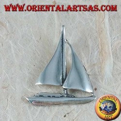 Silver pendant, medium sailboat