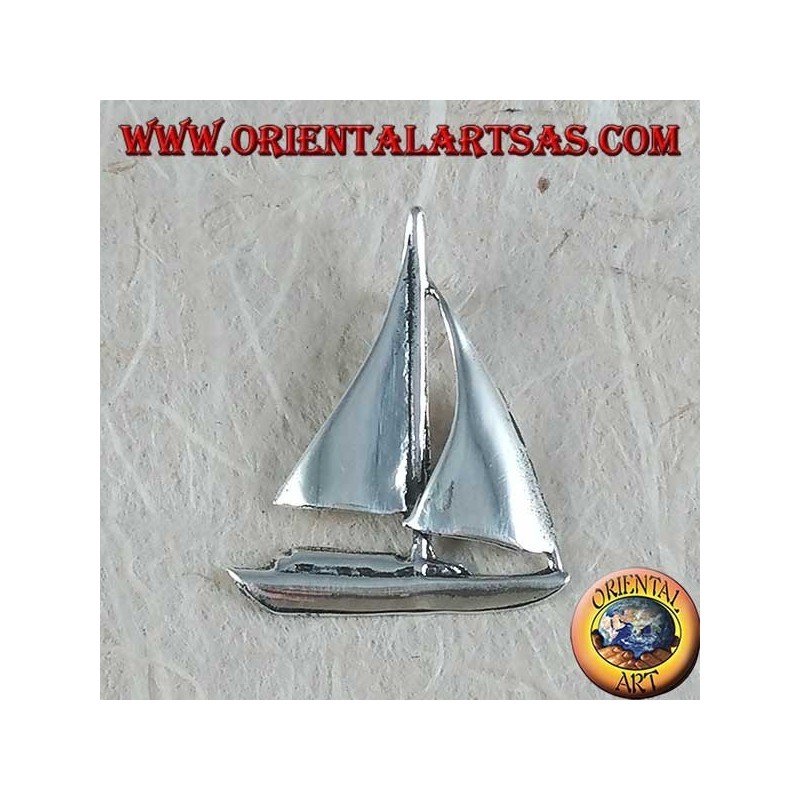 Silver pendant, medium sailboat