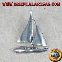 Silver pendant, medium sailboat