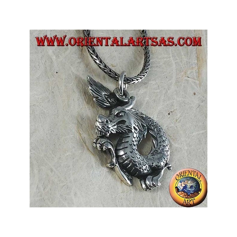 Silver pendant, Chinese New Year dragon