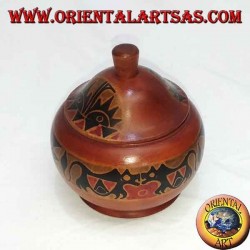 hand-painted jewelry box in mahogany wood from Lombok (red, big)