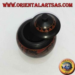 Lombok mahogany wood hand-painted jewelry box (black, large)