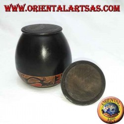 Boîte à bijoux peinte à la main en bois d'acajou Lombok (noir, grand)