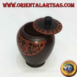 Boîte à bijoux peinte à la main en acajou Lombok allongé (brun, grand)