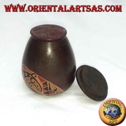 Hand painted jewelry box made of elongated Lombok mahogany (brown, large)