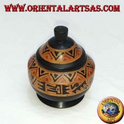 Lombok mahogany wood hand-painted jewelry box (black, small)