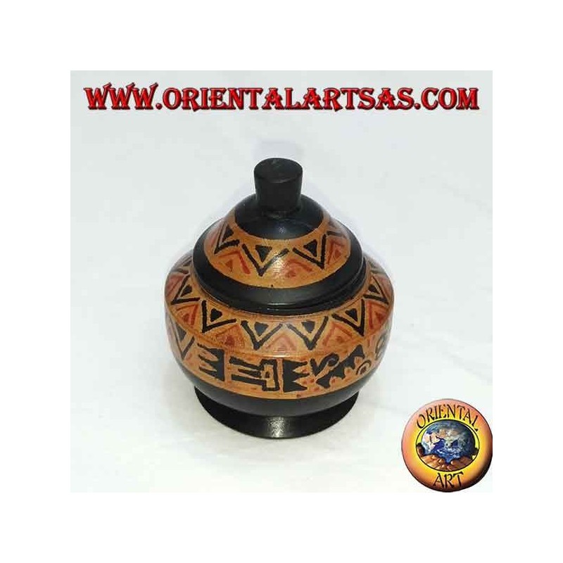 Boîte à bijoux peinte à la main en bois d'acajou Lombok (noir, petit)