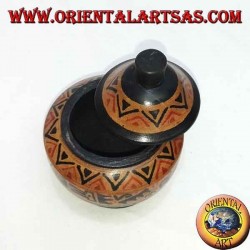 Lombok mahogany wood hand-painted jewelry box (black, small)