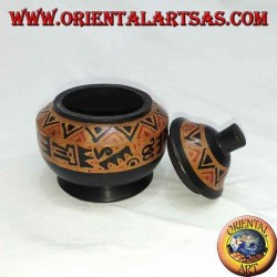 Lombok mahogany wood hand-painted jewelry box (black, small)