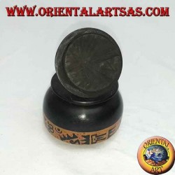 Lombok mahogany wood hand-painted jewelry box (black, small)