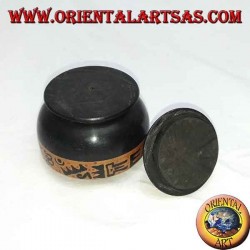 Lombok mahogany wood hand-painted jewelry box (black, small)