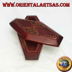 Hand-painted jewelry box made of rhombic Lombok mahogany (red, small)