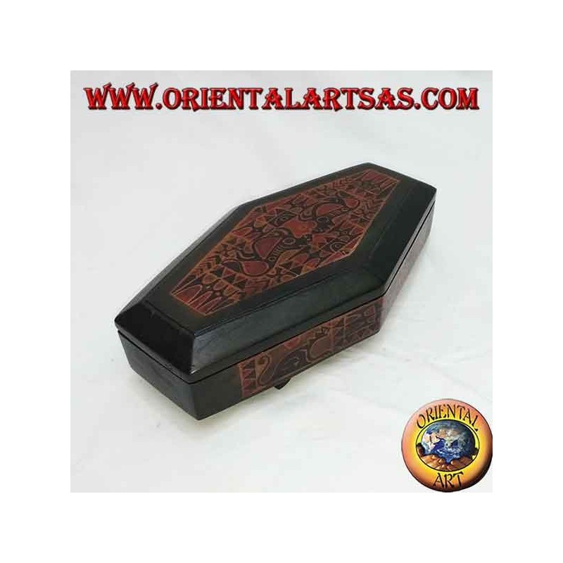 Hand-painted jewel case in rhombus Lombok mahogany (green, large)