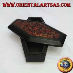 Hand-painted jewel case in rhombus Lombok mahogany (green, large)