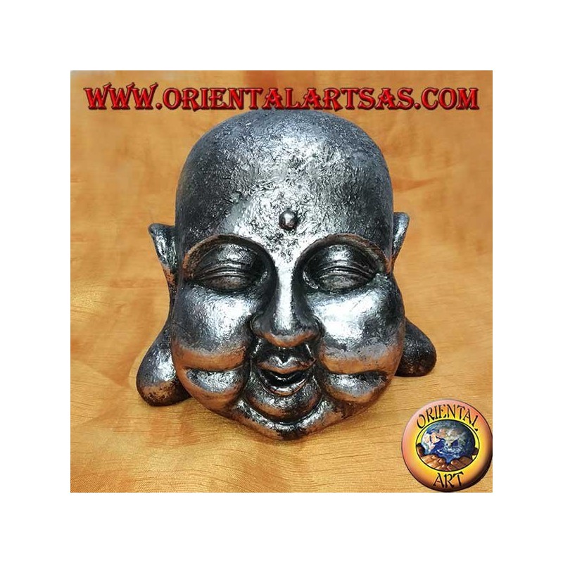 Silberner Buddha-Kopf (groß) aus Harz