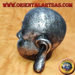 Silberner Buddha-Kopf (groß) aus Harz