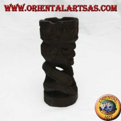 Ashtray in the crown of the tribal man in Teak wood