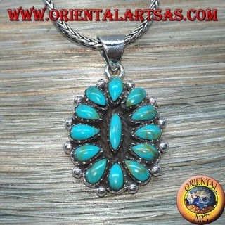 Silver pendant, shield with native turquoise (American Indians)