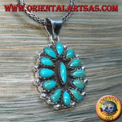 Colgante de plata, escudo con turquesa nativa (indios americanos)