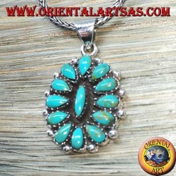 Colgante de plata, escudo con turquesa nativa (indios americanos)