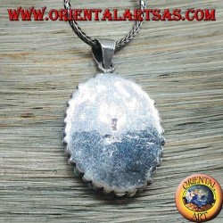 Colgante de plata, escudo con turquesa nativa y dos corales (indios americanos)