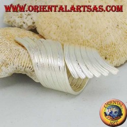 Silver ring with wide helical ribbed band, Karen