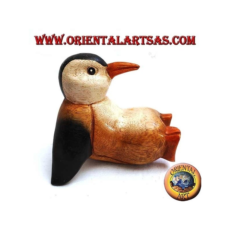 Pingüino en madera de suar de colores (pequeño)