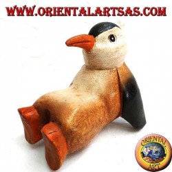 Penguin in colored suar wood (small)