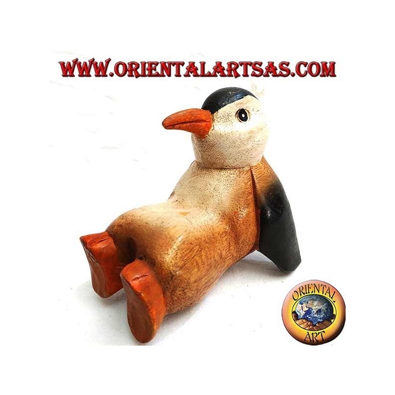 Pingüino en madera de suar de colores (pequeño)