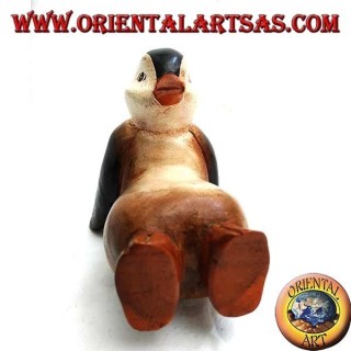 Pingüino en madera de suar de color (grande)