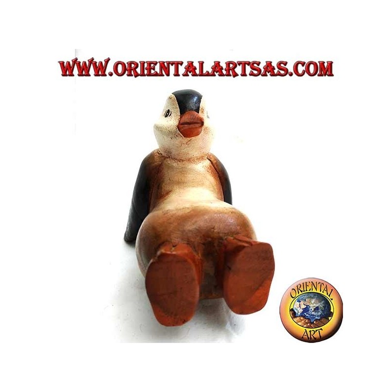 Pinguino in legno di suar colorato (grande)