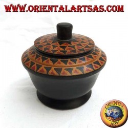 Portagioie dipinto a mano in legno di mogano di Lombok (nero, larga)