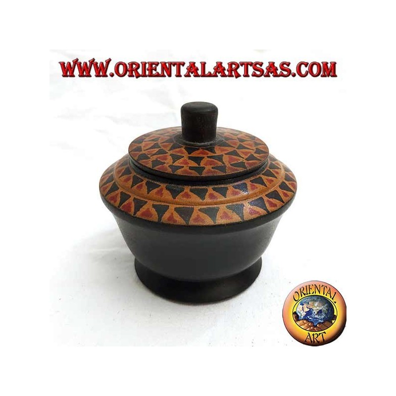 Lombok mahogany wood hand-painted jewelry box (black, large)