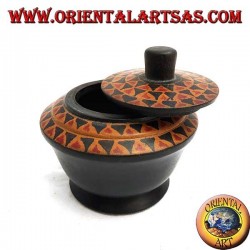 Lombok mahogany wood hand-painted jewelry box (black, large)