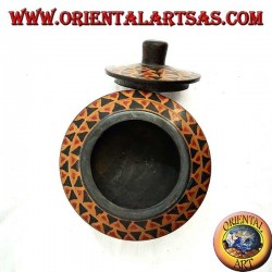 Lombok mahogany wood hand-painted jewelry box (black, large)