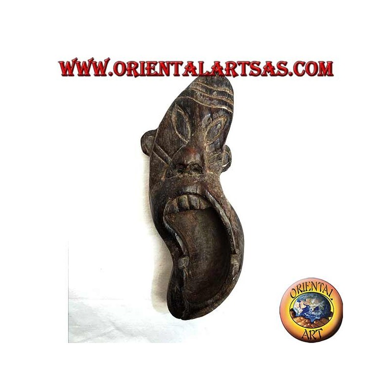 Tribal mask shaped ashtray made of Teak wood