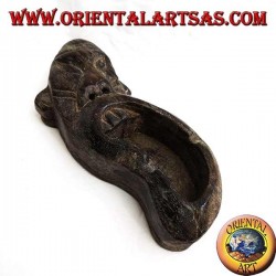 Cendrier en forme de masque tribal en bois de teck