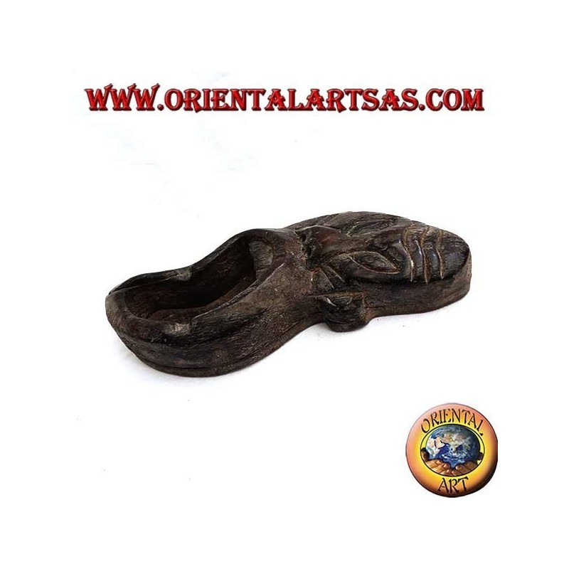 Posacenere a forma di maschera tribale in legno di Teak (destra)